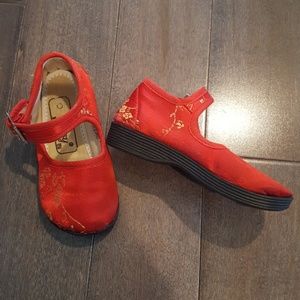 Red Silk Mary Janes Made in China 12 months